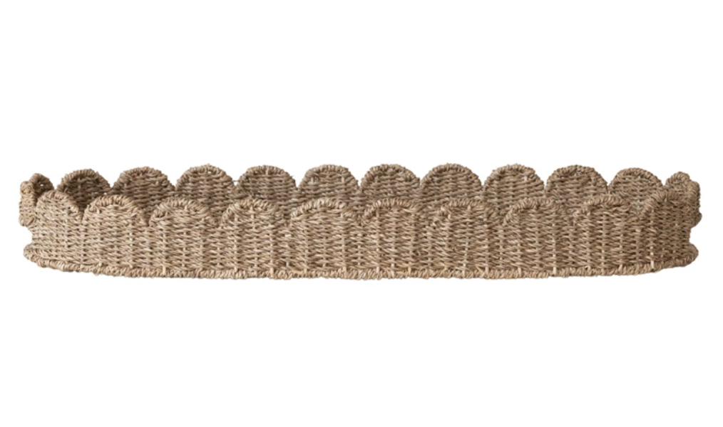 Scalloped Rattan Tray
