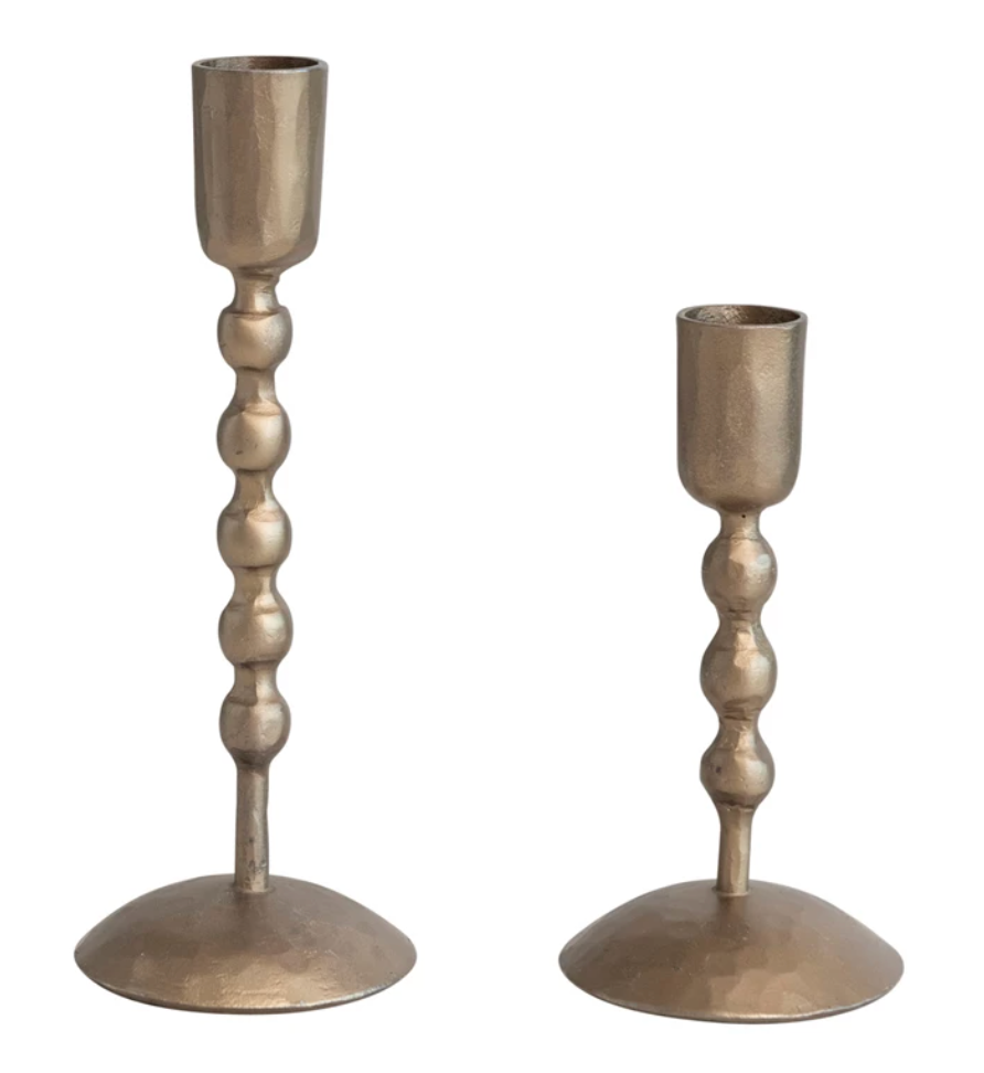 7" Brass Taper Holders, Set of 2