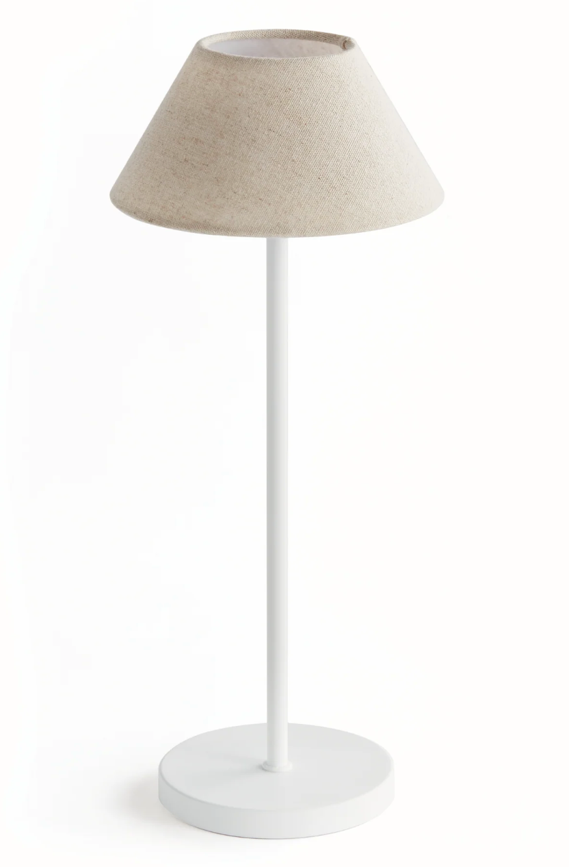 14" Cordless LED Lamp, Ecru Linen