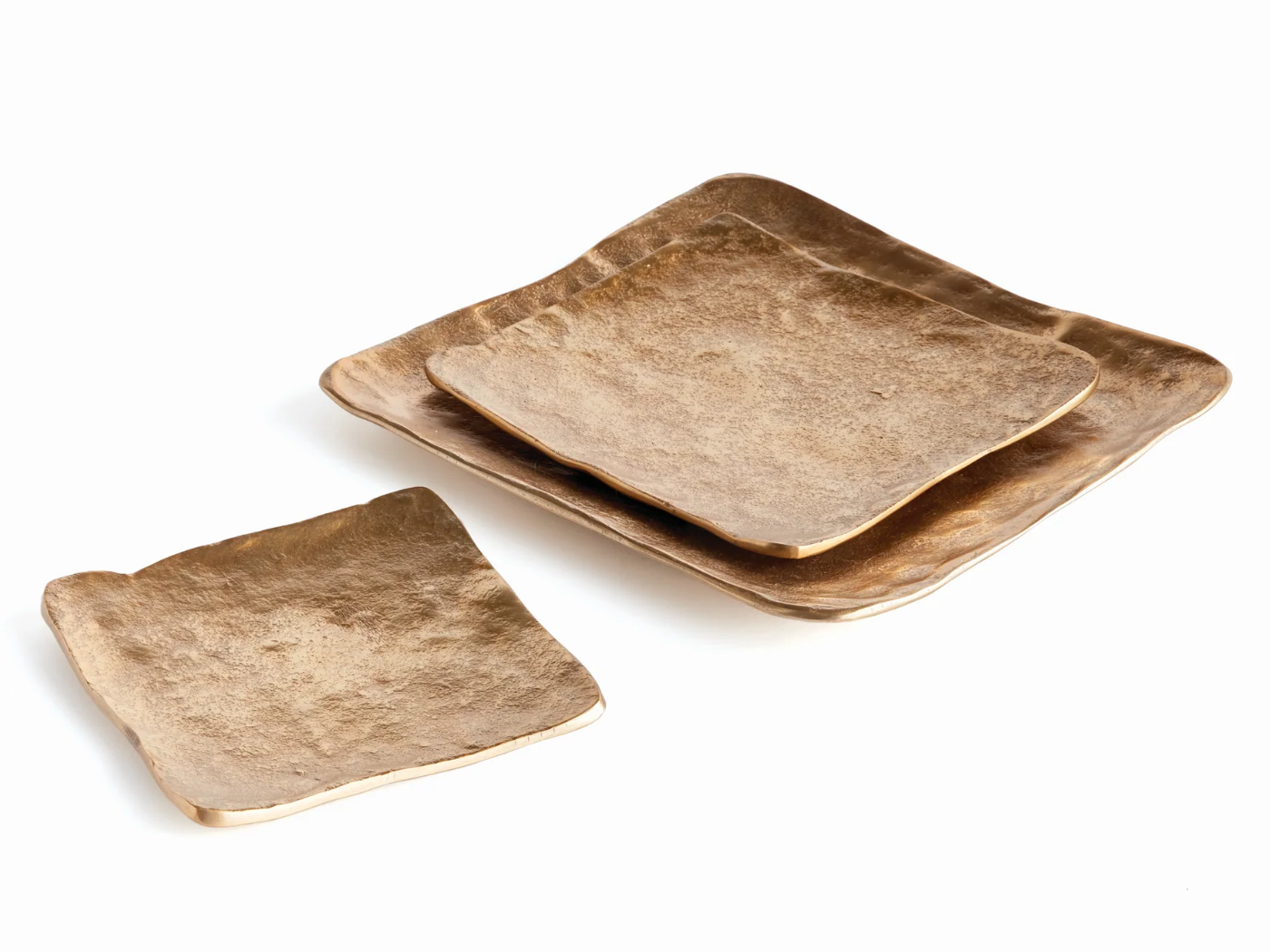 Brass Square Trays, Set of 3