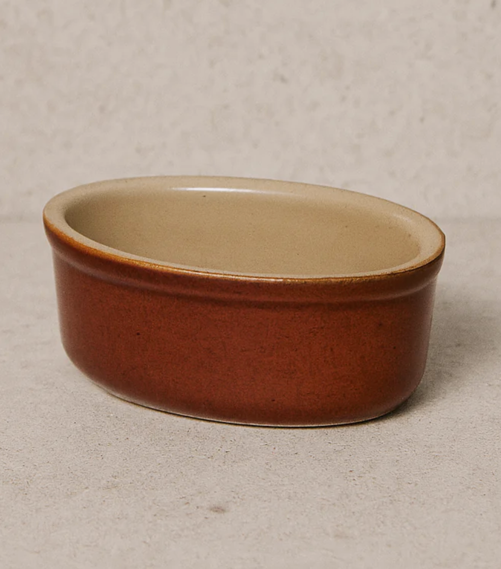 Vintage French Stoneware Oval Dish