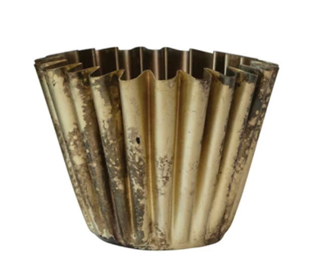 Fluted Metal Planter, Sm - Lainie Feathers