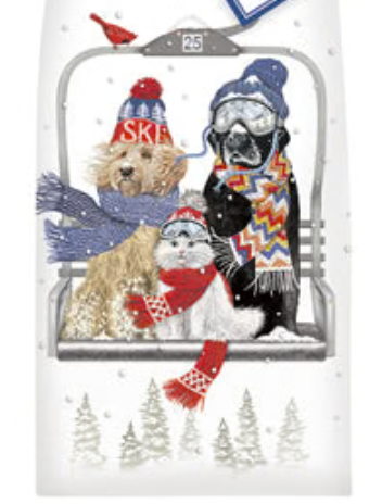 Ski Lift Pets Flour Sack Kitchen Towel