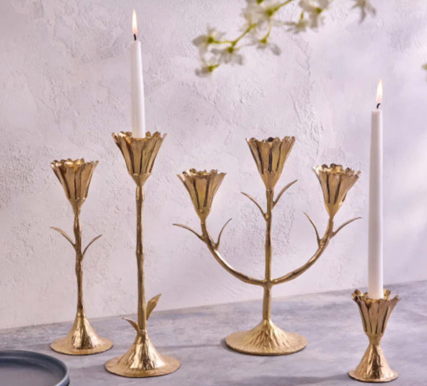 Gold Floral Candleholder - Medium