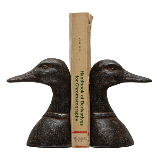 Cast Iron Duck Head Bookends, Set of 2