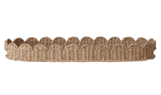 Scalloped Rattan Tray