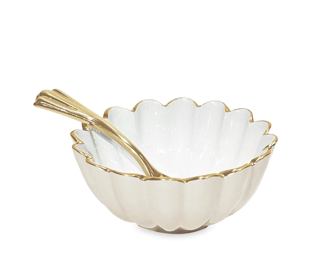 Vienna Mini Bowl with Spoon - Cream and White