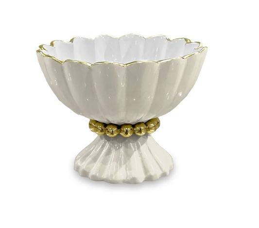 Vienna Mini Pedestal with Spoon - Cream and White