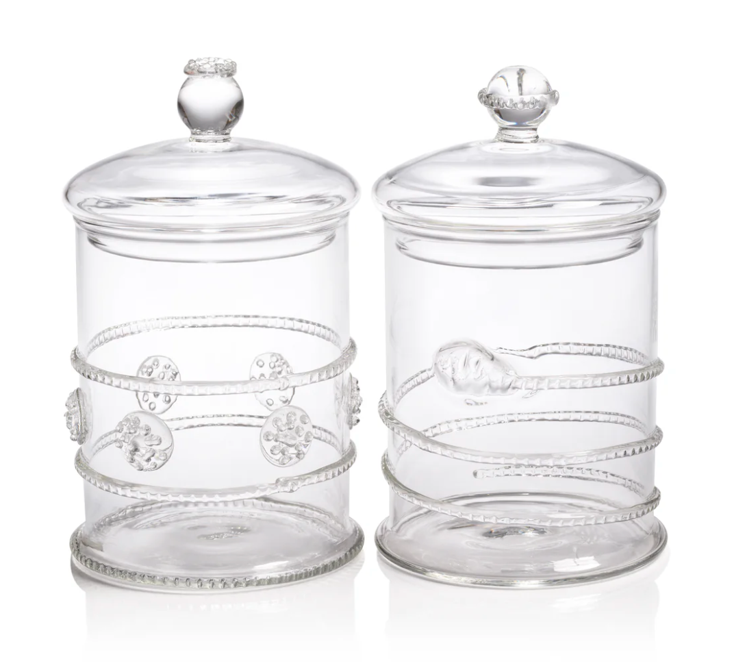 Lidded Glass Jars, Assorted