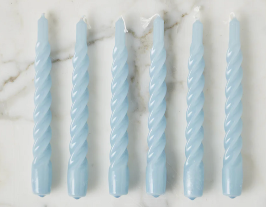 Lacquered Twisted Taper Candle - Denim