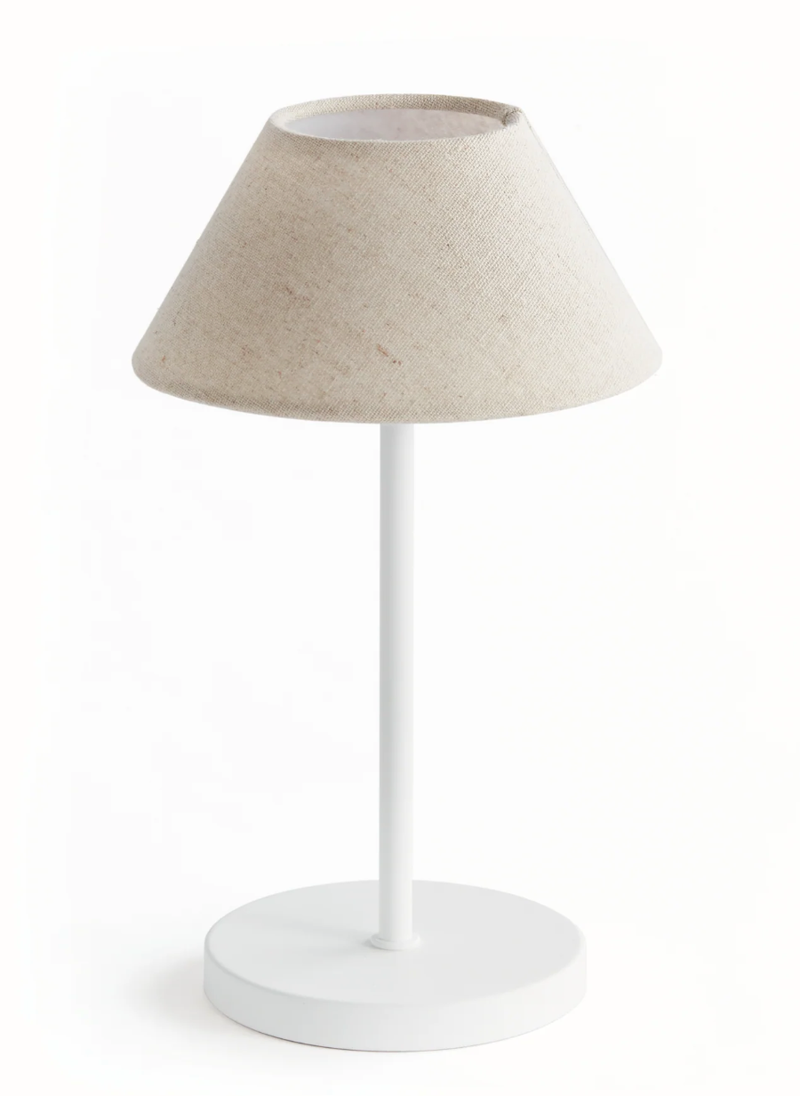 10" Cordless LED Lamp, Ecru Linen