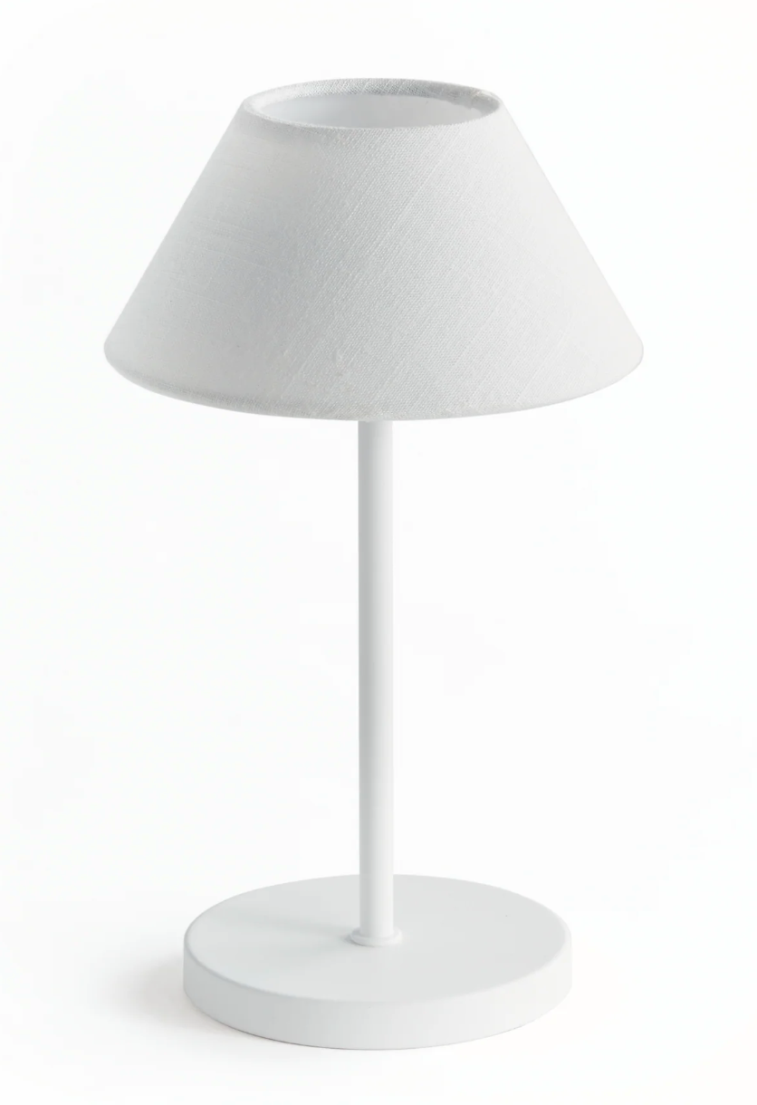 10" Cordless LED Lamp, White Linen