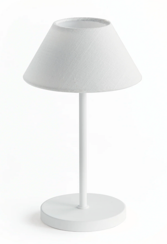 10" Cordless LED Lamp, White Linen