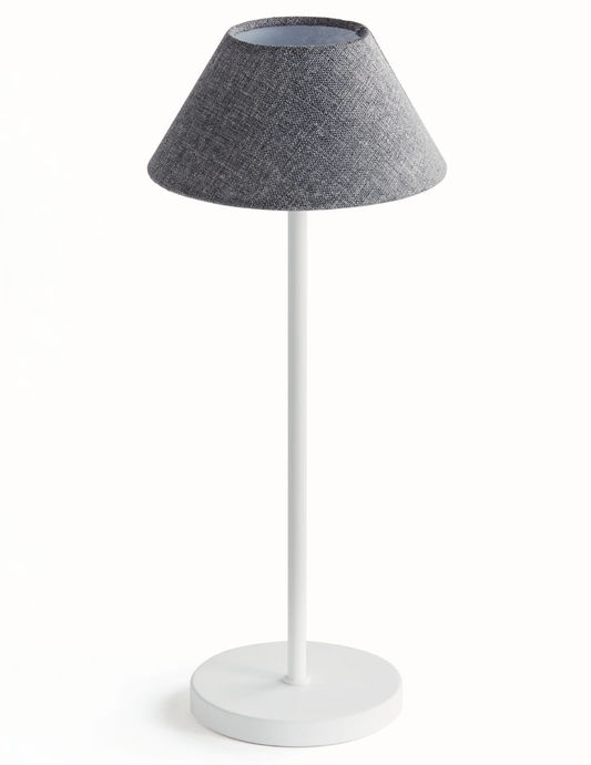 14" Cordless LED Lamp, Gray Linen