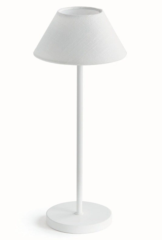 14" Cordless LED Lamp, White Linen