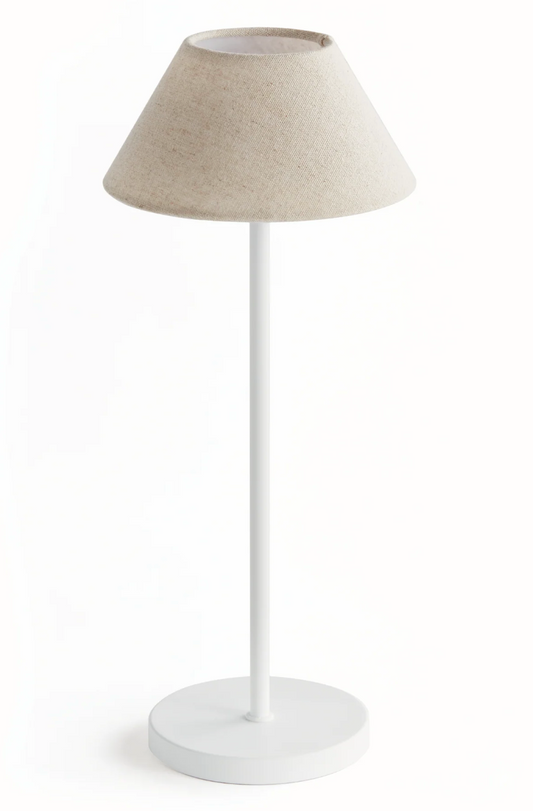 14" Cordless LED Lamp, Ecru Linen