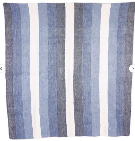 Nawi Striped Denim Blues Throw 65 x 92 in
