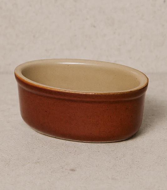 Vintage French Stoneware Oval Dish