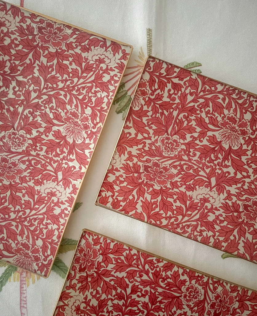 Red Flowers Rectangle Tray 5x8