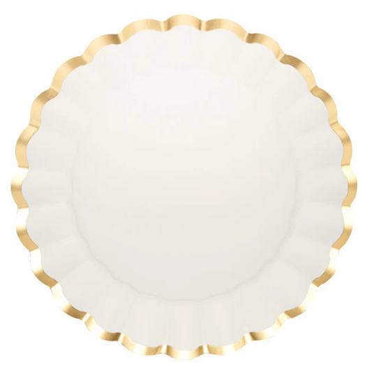Scalloped Charger Plate Gold & White / 8 pack