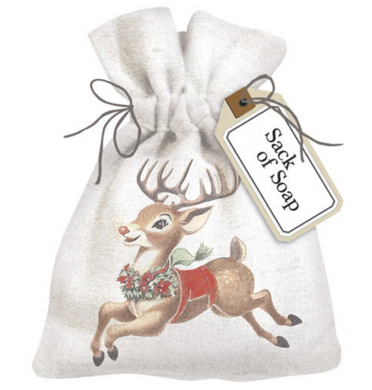 Retro Reindeer Sack Of Soap