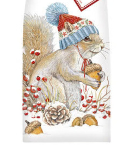 Winter Squirrel Flour Sack Kitchen Towel