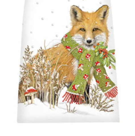 Toadstool Fox Flour Sack Kitchen Towel