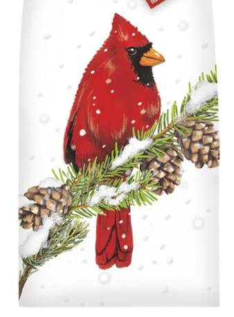 Cardinal On Pine Flour Sack Kitchen Towel