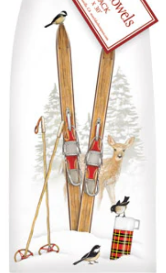 Ski Deer Flour Sack Kitchen Towel
