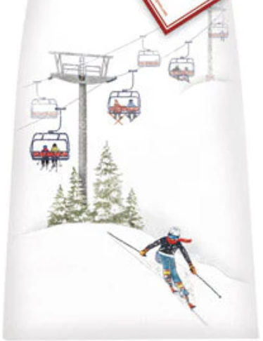 Mountain Skier Flour Sack Kitchen Towel