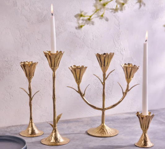 Gold Floral Candleholder - Medium