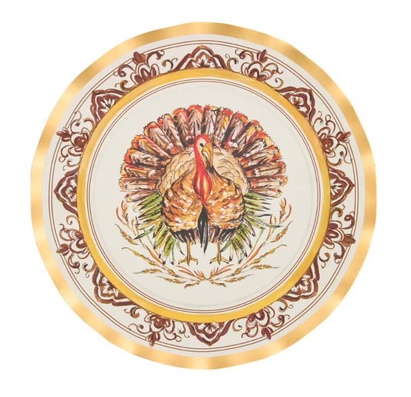 Turkey & Gourds Dinner Plates / 8 pack