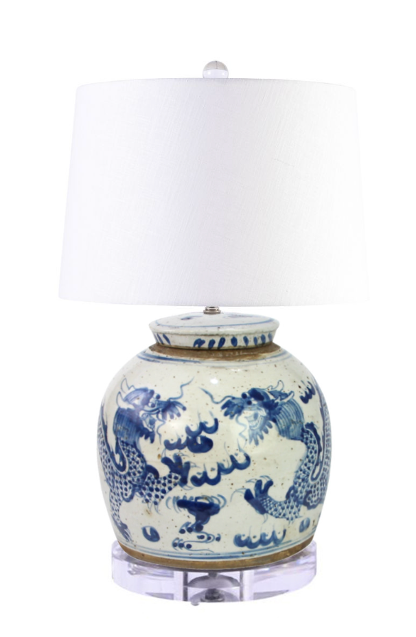 Vintage Ming Jar Dragon Table Lamp